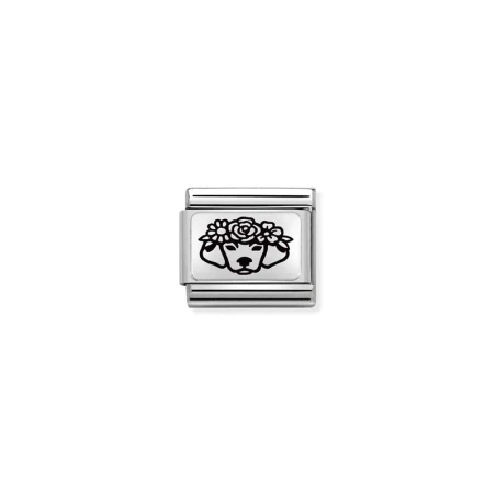 Composable Classic PLACAS (IC) en acero y plata 925 Perro FLORES