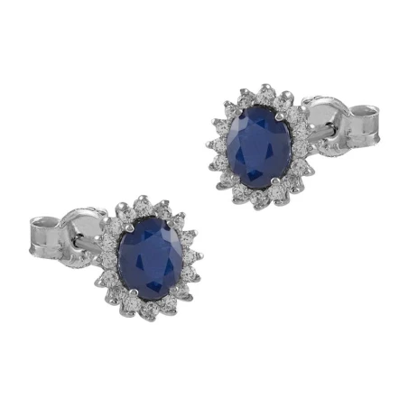 Pendientes Itemporality Mujer Oro Blanco, Diamantes y Zafiro GEA-107-004-UU