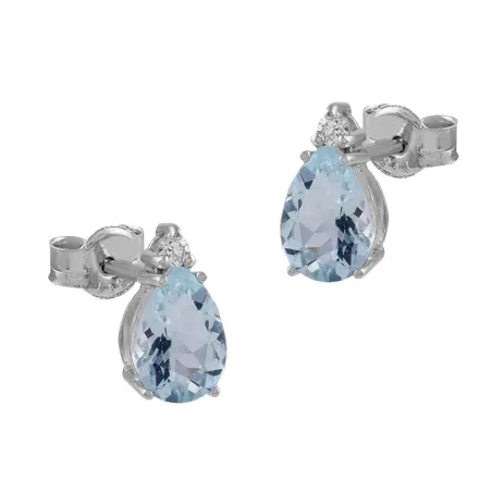 Pendientes Itemporality Mujer Oro Blanco, Diamantes y Aqua Marina GEA-113-000-UU