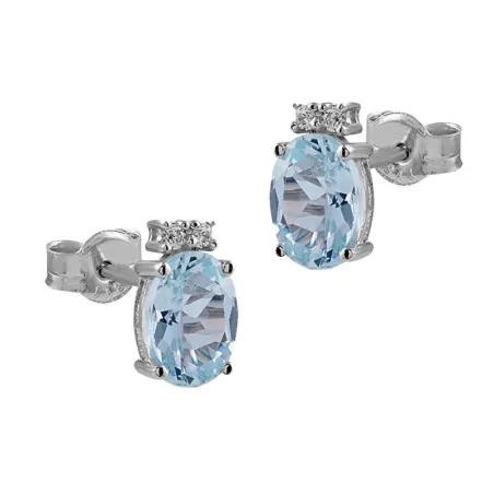 Pendientes Itemporality Mujer Oro Blanco, Diamantes y Aqua Marina GEA-113-004-UU