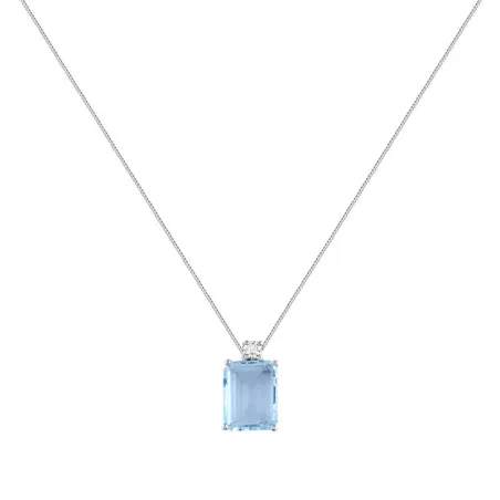Gargantilla Itemporality Lux Mujer Oro Blanco, Agua Marina y Diamante GNL-113-001-UU