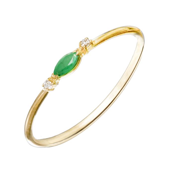 Anillo Itemporality Lux Victoria Mujer Oro Amarillo 18Kt, Esmeralda Marquise y Diamantes GRN-206-001