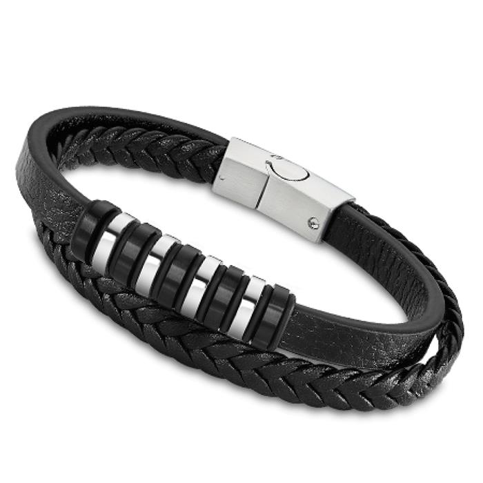 Pulsera Lotus Style Urban Man Hombre Piel y Acero Inoxidable LS2102-2/1