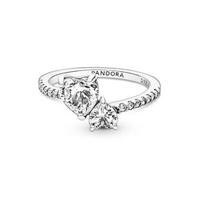 Anillo Pandora Doble Corazón Brillante 191198C01 2