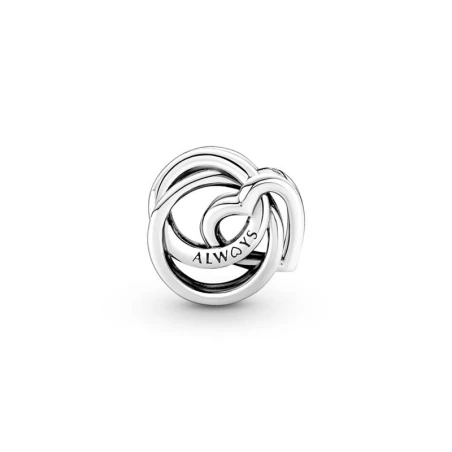 Encircled heart sterling silver charm