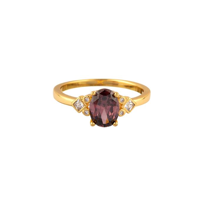 Anillo Agatha París María Pombo Golden Age Baño Oro Circonitas Blanca y Rosa Vintage 02240450-315