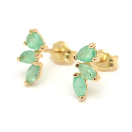 Pendientes LeCarré Mujer Oro 18Kt y 3 Esmeraldas GB133ES.00