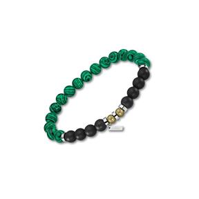 Pulsera Lotus Style Urban Man Acero Inoxidable y Bolas Verdes y Negras LS2190-2/1