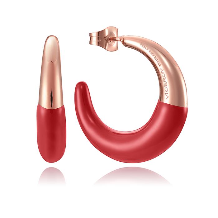 Pendientes Viceroy Fashion Kiss Mujer Luna Acero Inoxidable Baño Rosado y Esmalte rojo 75141E01012