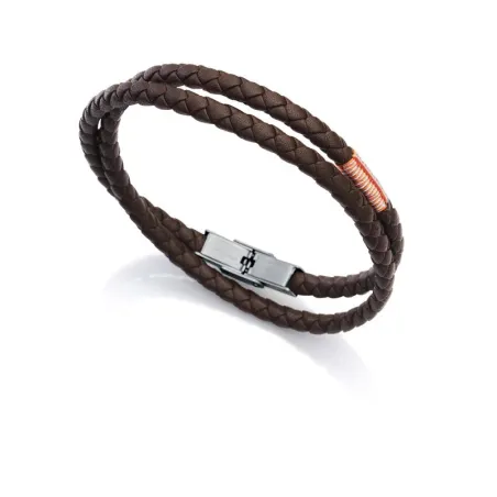 Pulsera Viceroy Air Hombre Piel Trenzada Marrón y Acero Inoxidable 1383P01011