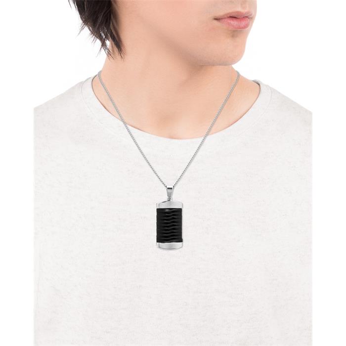 Gargantilla Viceroy Fashion Magnum Acero Inoxidable y Piel Trenzada Negra 15126C01010