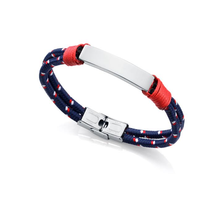 Pulsera Viceroy Fashion Heat Hombre Cordón Negro y Azul y Acero Inoxidable 75296P01017