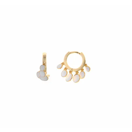 Pendientes Salvatore Mujer Aro Plata Baño Oro y Chapitas Blancas 213A0354