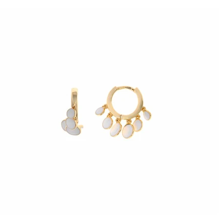 Pendientes Salvatore Mujer Aro Plata Baño Oro y Chapitas Blancas 213A0354