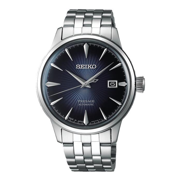 Reloj Seiko Presage Cocktail Hombre Plateado y Azul Automático SRPB41J1
