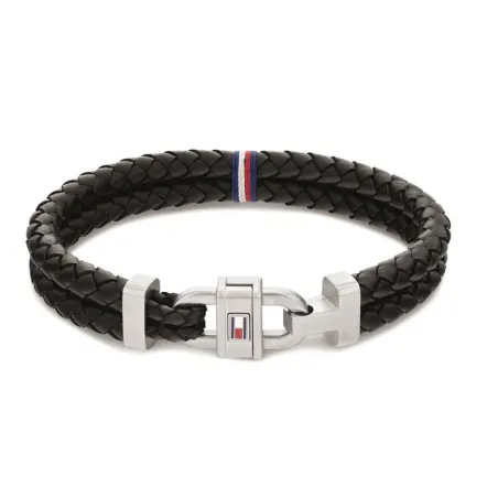 Pulsera Tommy Hilfiger Hombre Cuero trenzado Negro y Acero Inoxidable 2790361