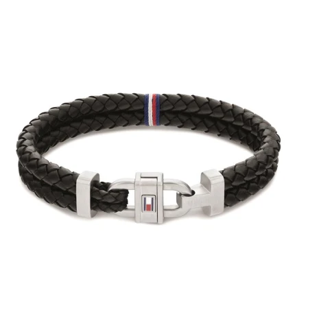 Pulsera Tommy Hilfiger Hombre Cuero trenzado Negro y Acero Inoxidable 2790361