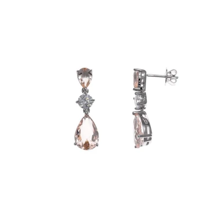 Pendientes Salvatore Mujer Plata Baño Rodio Circonitas y Morganita 112A0228