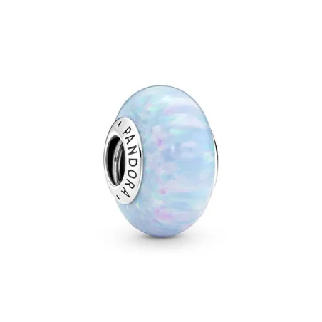 Sterling silver charm with light blue lab-created opal