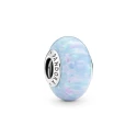 Sterling silver charm with light blue lab-created opal
