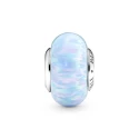 Sterling silver charm with light blue lab-created opal