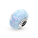 Sterling silver charm with light blue lab-created opal