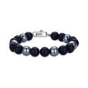 Pulsera Luxenter Azne Baño Rodio y Bolas Grises y Negras SSBX244751M