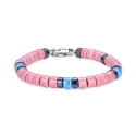Pulsera Luxenter Wajab Baño Rodio y Cerámica Rosa y Azul SSBX245433M