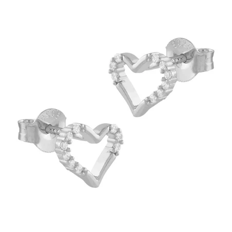 Pendientes Itemporality Corazón Plata y Circonitas Blancas SEA-101-238-UU