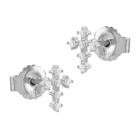 Pendientes Itemporality Cruz Plata y Circonitas blancas SEA-101-246-UU