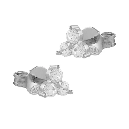 Pendientes Itemporality Triángulo Plata y 3 Circonitas blancas SEA-101-248-UU