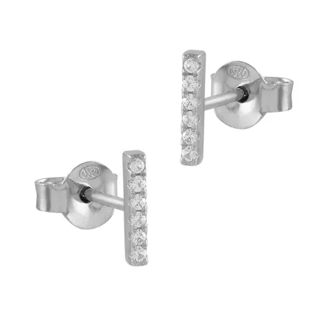 Pendientes Itemporality Barrita Plata y Circonitas Blancas SEA-101-249-UU