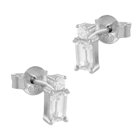 Pendientes Itemporality Plata Circonita Redonda y Rectangular SEA-101-252-UU