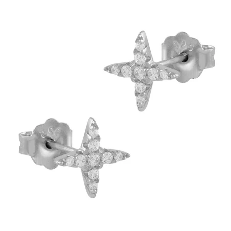 Pendientes Itemporality Aspa Plata y Circonitas blancas SEA-101-256-UU