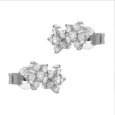 Pendientes Itemporality Flores Plata y Circonitas Blancas SEA-101-262-UU