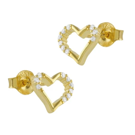 Pendientes Itemporality Corazón Plata Baño Oro y Circonitas Blancas SEA-201-204-UU