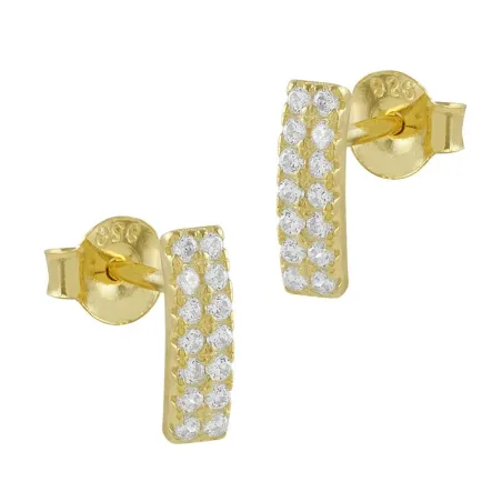 Pendientes Itemporality Rectángulo Plata Baño Oro y Circonitas Blancas SEA-201-205-UU