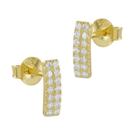 Pendientes Itemporality Rectángulo Plata Baño Oro y Circonitas Blancas SEA-201-205-UU