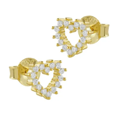 Pendientes Itemporality Corazón Plata Baño Oro y Circonitas Blancas SEA-201-207-UU