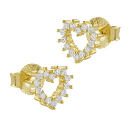 Pendientes Itemporality Corazón Plata Baño Oro y Circonitas Blancas SEA-201-207-UU