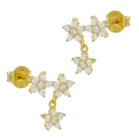 Pendientes Itemporality Estrellas Plata Baño Oro y Circonitas SEA-201-211-UU