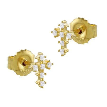 Pendientes Itemporality Cruz Plata Baño Oro y Circonitas blancas SEA-201-212-UU
