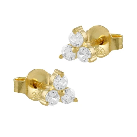 Pendientes Itemporality Triángulo Plata Baño Oro y 3 Circonitas blancas SEA-201-214-UU