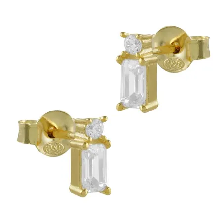 Pendientes Itemporality Plata Baño Oro Circonita Redonda y Rectangular SEA-201-218-UU