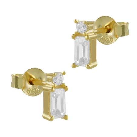 Pendientes Itemporality Plata Baño Oro Circonita Redonda y Rectangular SEA-201-218-UU