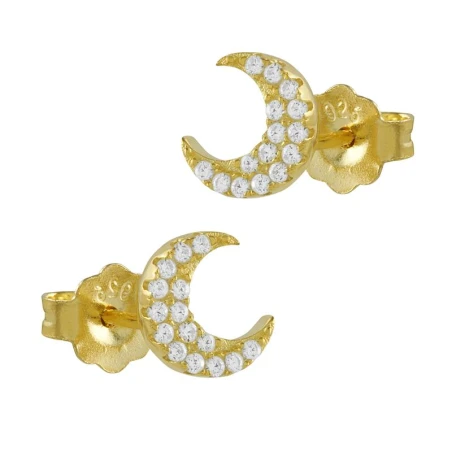 Pendientes Itemporality Media Luna Plata Baño Oro y Circonitas blancas SEA-201-220-UU