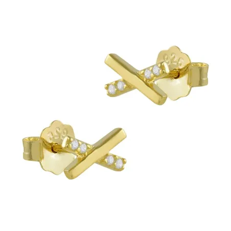 Pendientes Itemporality X Plata Baño Oro y Circonitas blancas SEA-201-226-UU