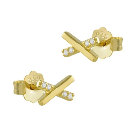 Pendientes Itemporality X Plata Baño Oro y Circonitas blancas SEA-201-226-UU