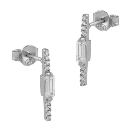 Pendientes Itemporality Barrita Plata y Circonitas Blancas SEA-101-198-UU
