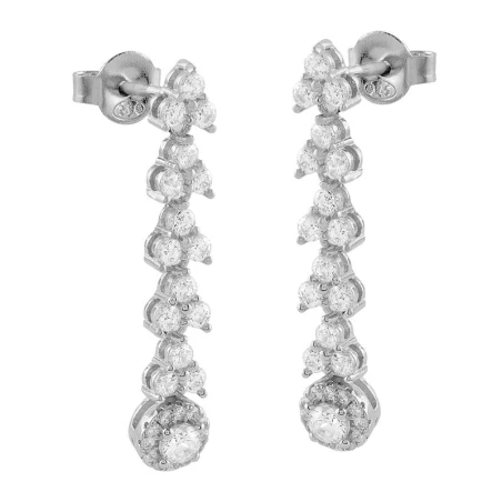 Pendientes Itemporality Largos Plata y Circonitas Blancas SEA-101-211-UU